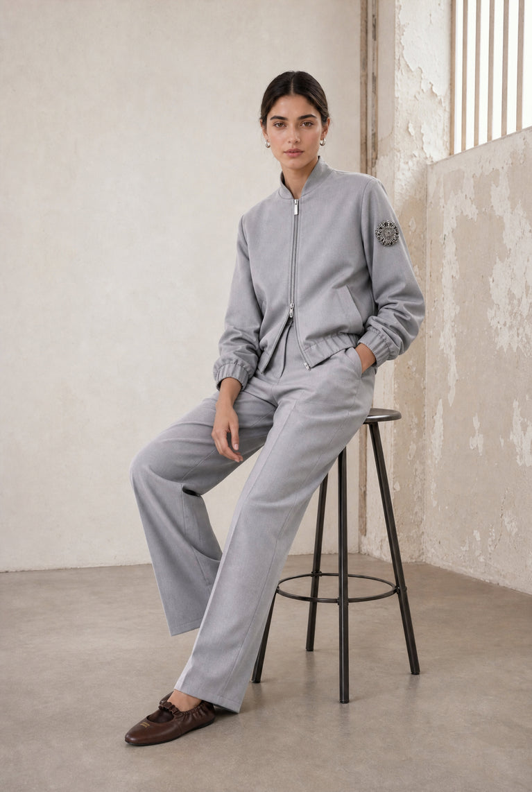 Brenzone Viscose zipper bomber | Grigio