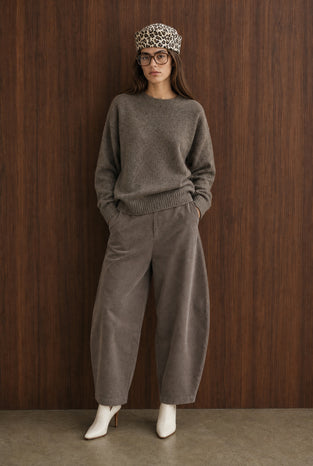 Velvety wool blend pullover | Toupe