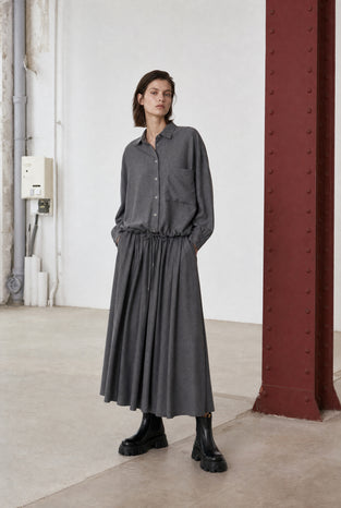 Rapanui light flannel long skirt | Dark Grey