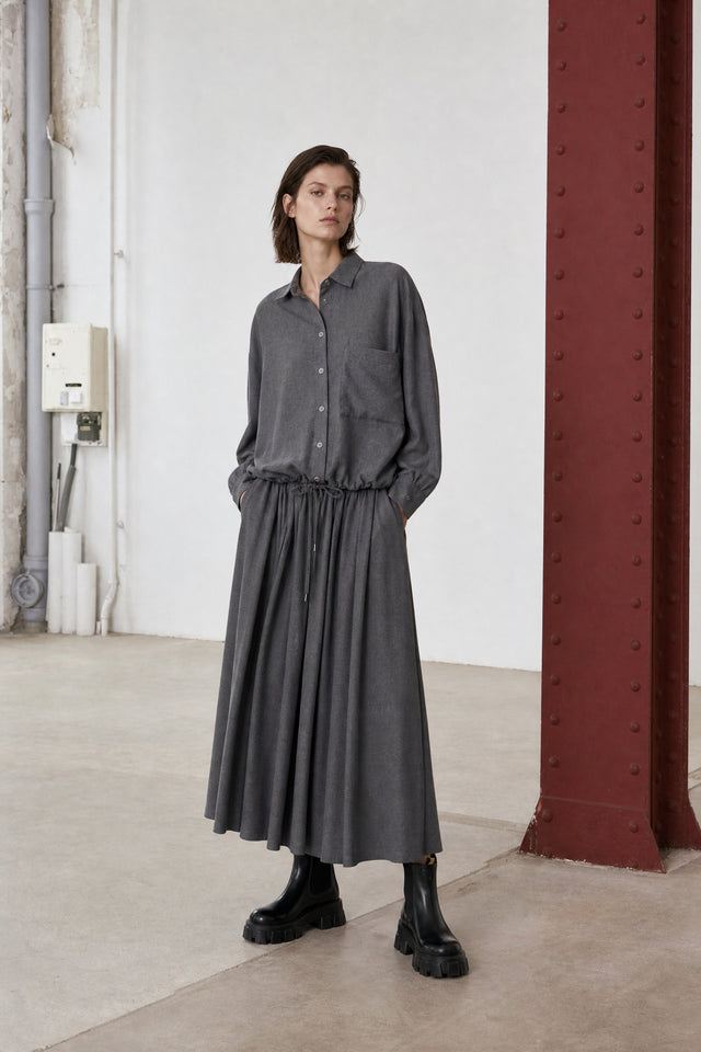 Rapanui light flannel long skirt | Dark Grey