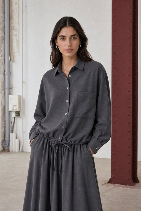 Camilla light flannel blouse | Dark Grey