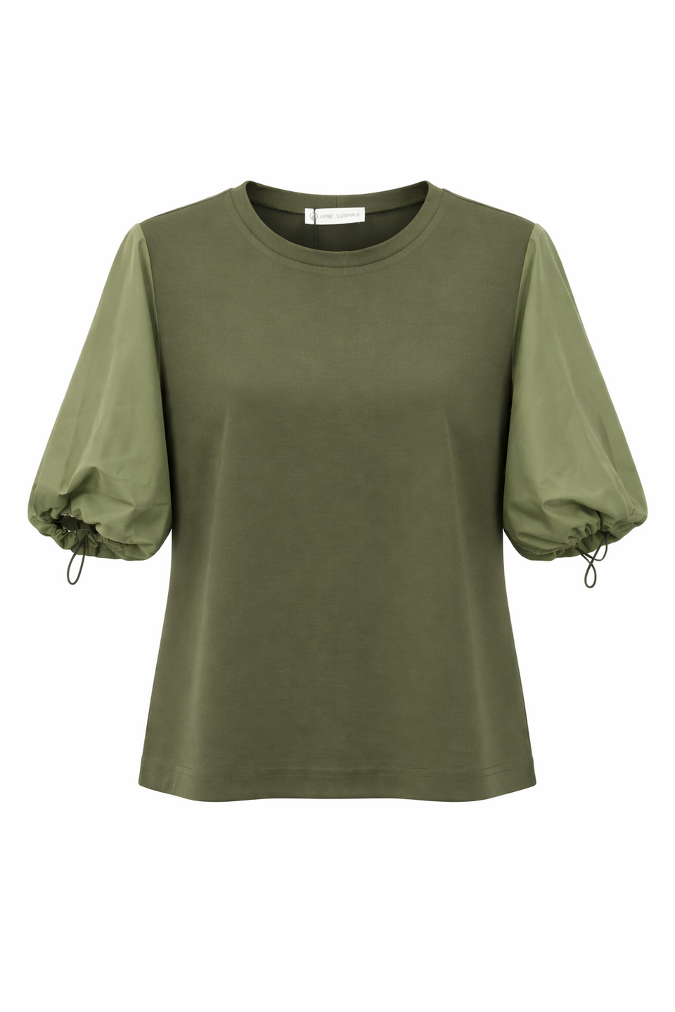 Pamela jersey/taffeta mix blouse | Army