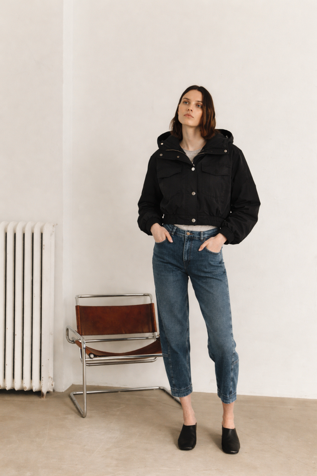 Asuka tafeta jacket | Black