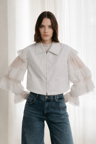 Emiko taffeta jacket | Light Grey