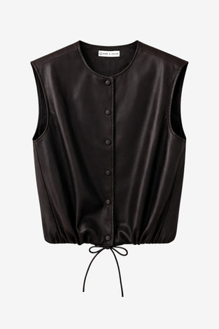 Clare eco leather vest | Dark Brown