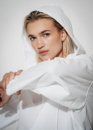 Clio hoodie zipper blouse | White