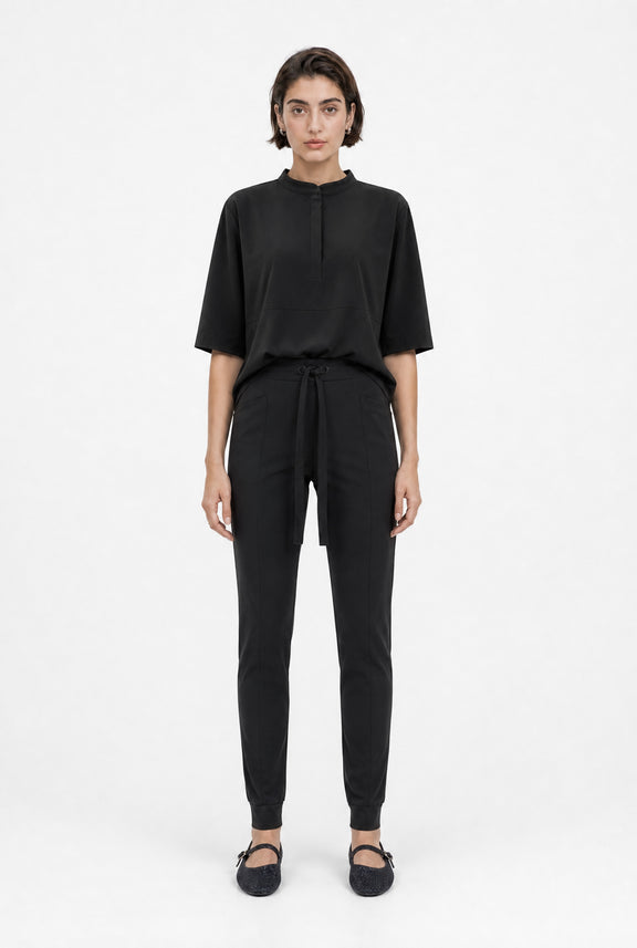 Damiana stretch technical jersey top | Black