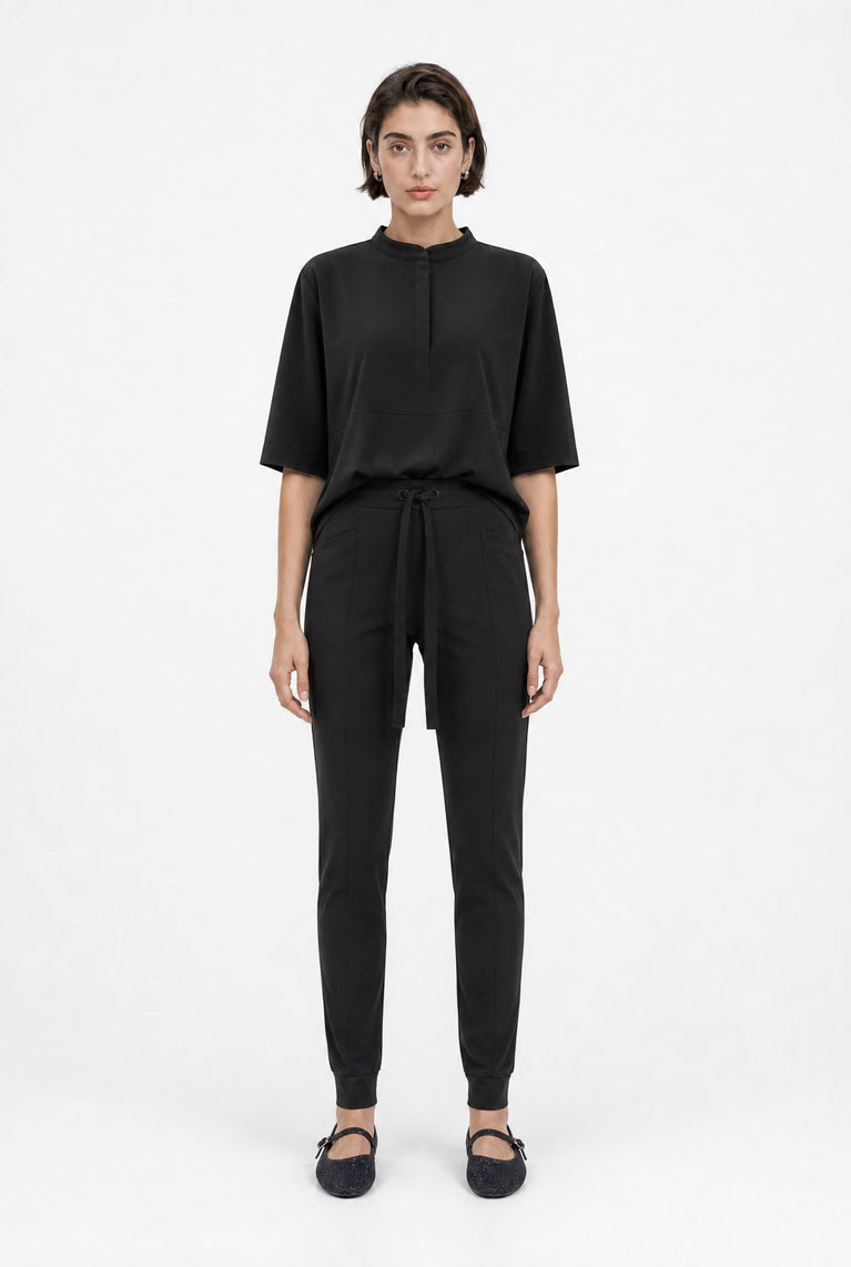 Damiana stretch technical jersey top | Black