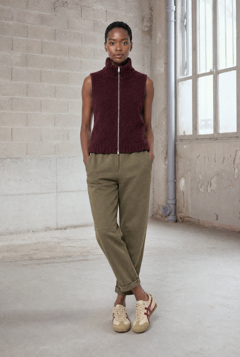 Vest Boucle long zip | Bordo