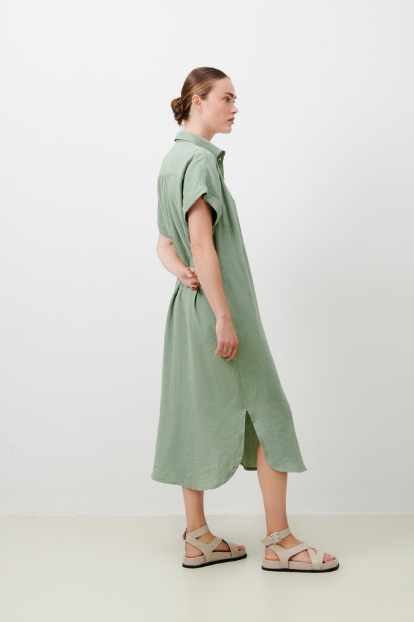Romy Dress Long Organic Cotton | Army