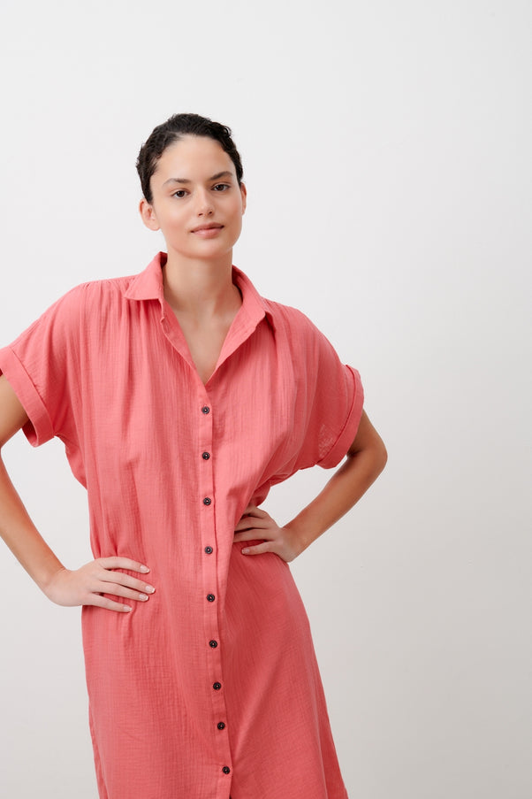 Romy Dress Long Organic Cotton | Pink