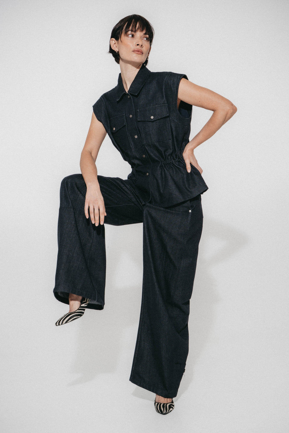 Eden indigo jeans vest | Dark Blue