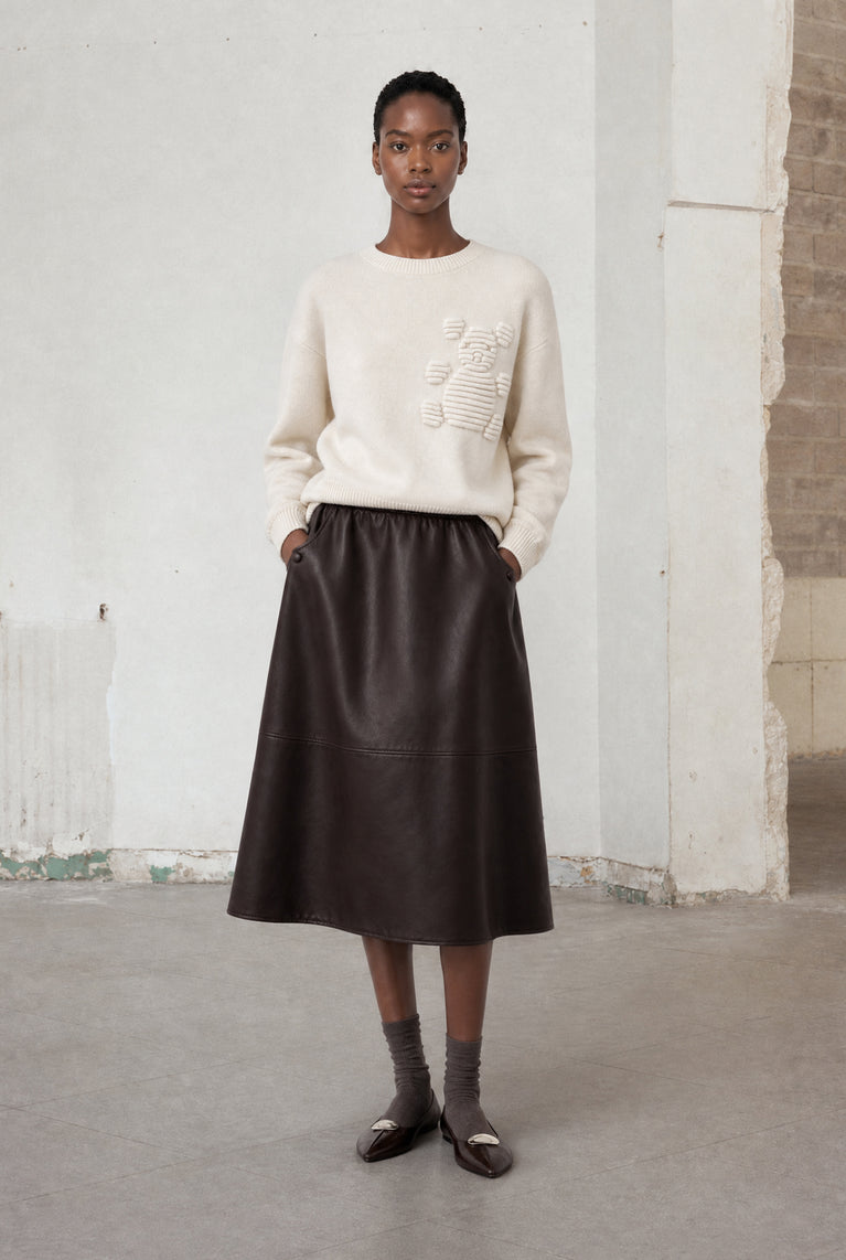 Viscose blend bear pullover 3040 | Ecru