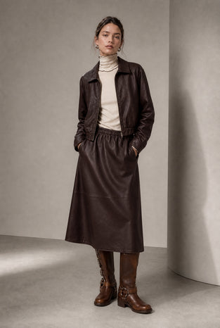 Elle eco leather skirt | Dark Brown