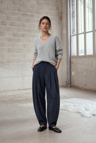 Elodie viscose blend barel pants | Blue Denim
