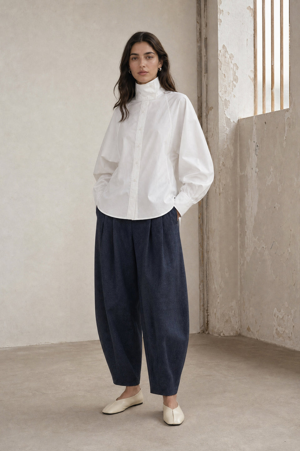 Elodie viscose blend barel pants | Blue Denim
