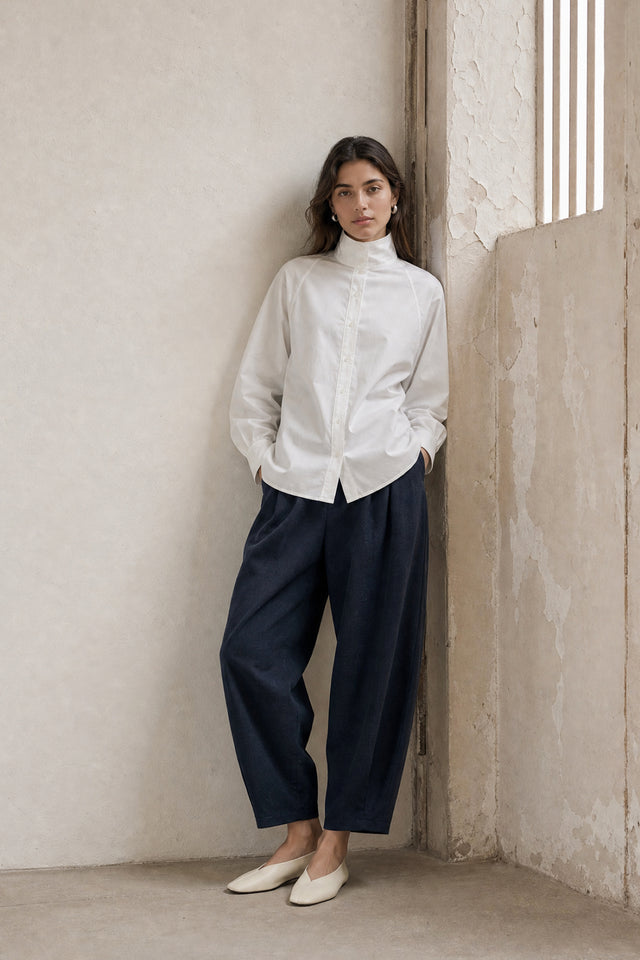 Elodie viscose blend barel pants | Blue Denim