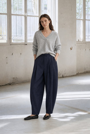 V-neck melange pullover 26553 | Grey
