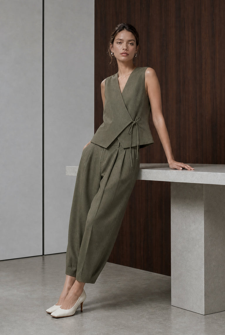Elodie viscose blend barel pants | Brown
