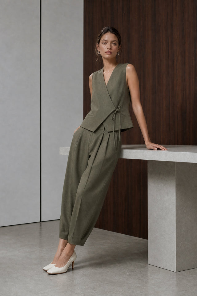 Elodie viscose blend barel pants | Brown