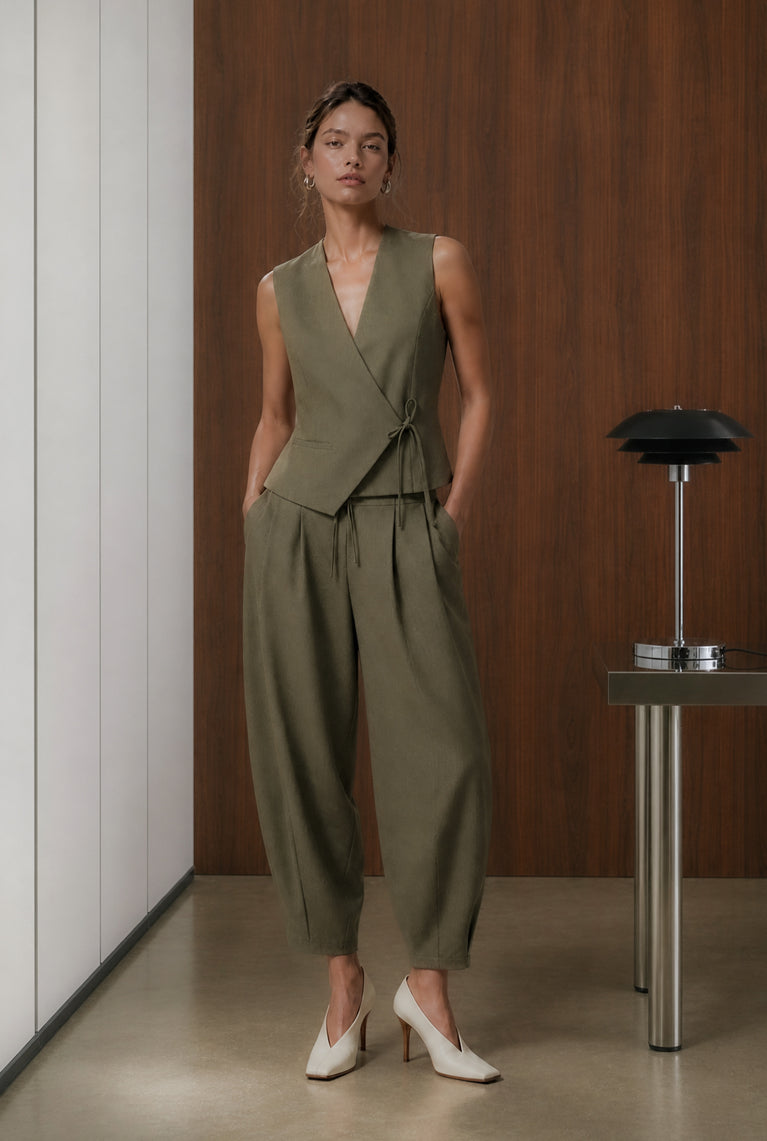 Elodie viscose blend barel pants | Brown