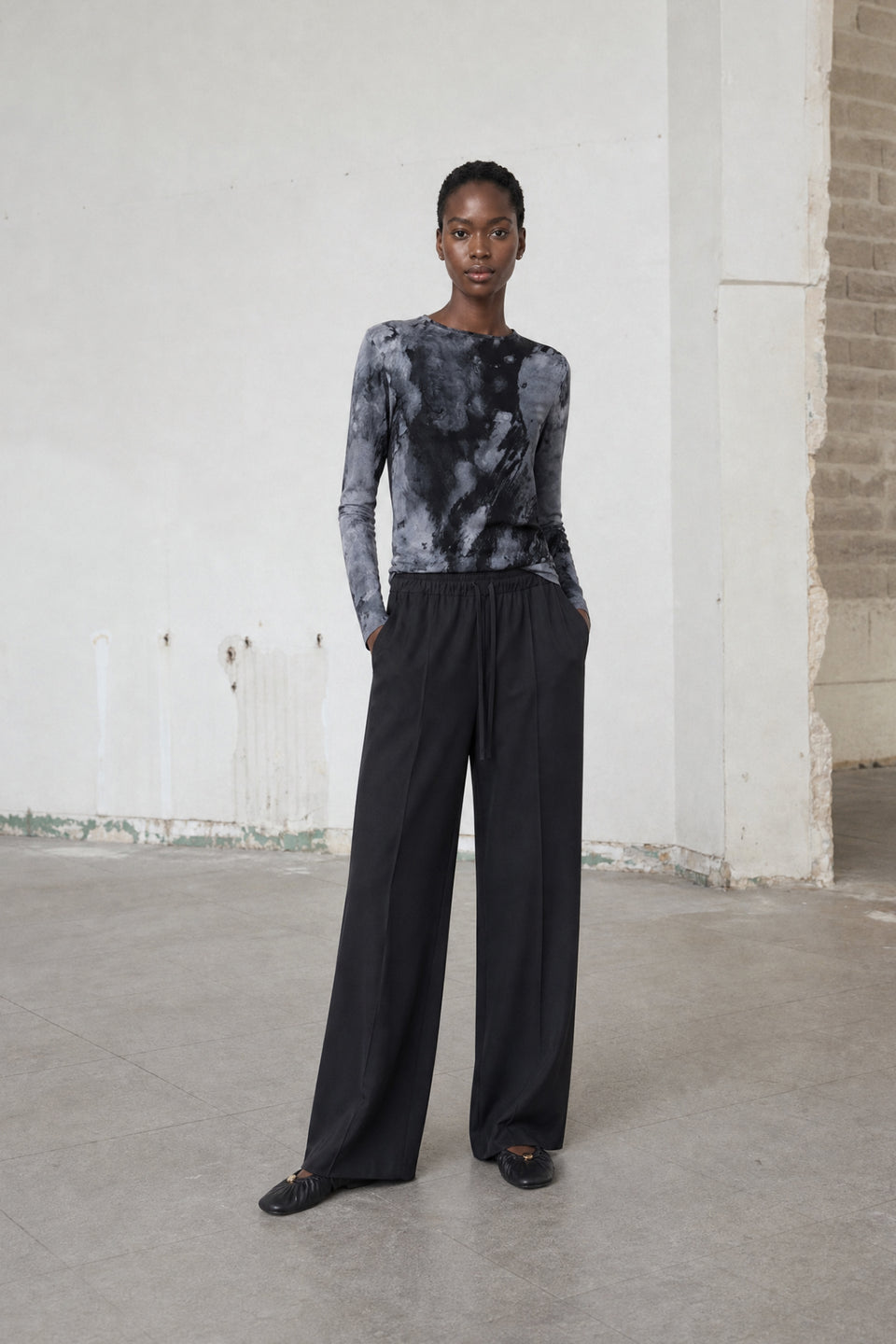 Evo wide-leg technical jersey pants | Black