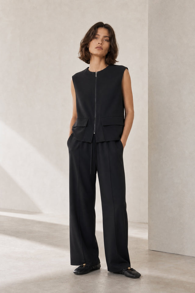 Evo wide-leg technical jersey pants | Black