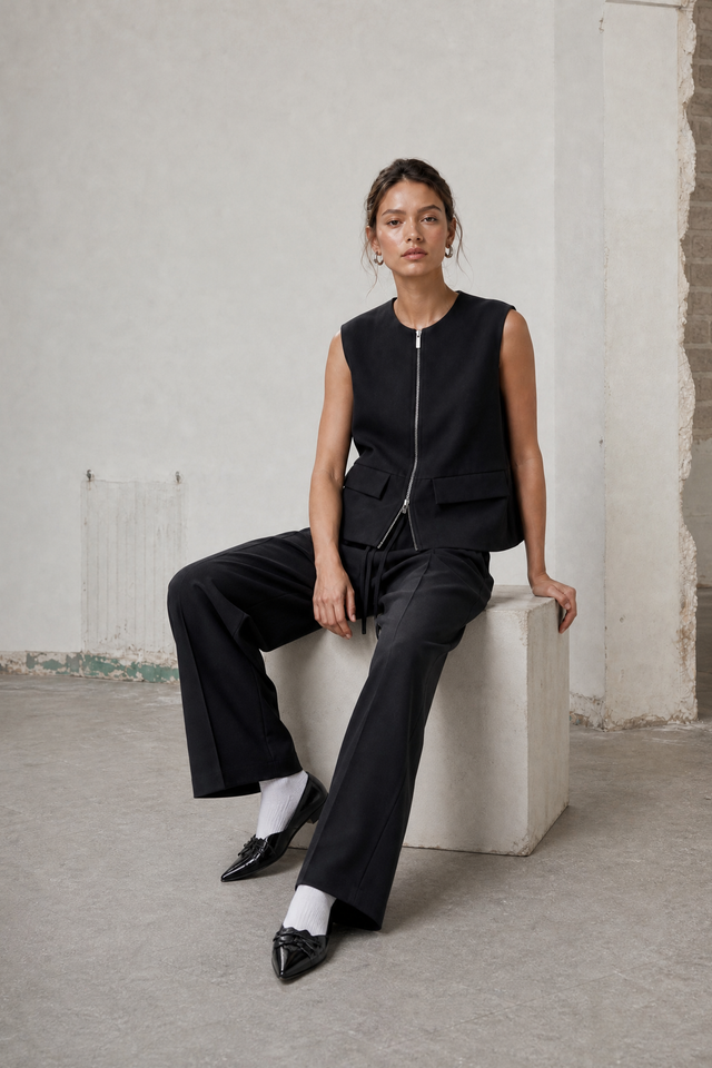 Evo wide-leg technical jersey pants | Black
