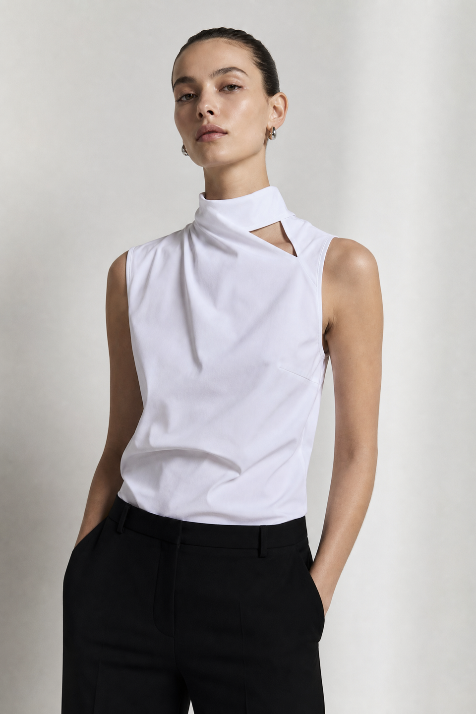 Naomi stretch technical jersey top | White