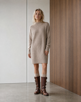 Long pullover viscose blend 2068 | Light Brown