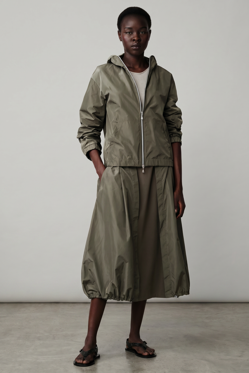Brigida taffeta jacket | Army