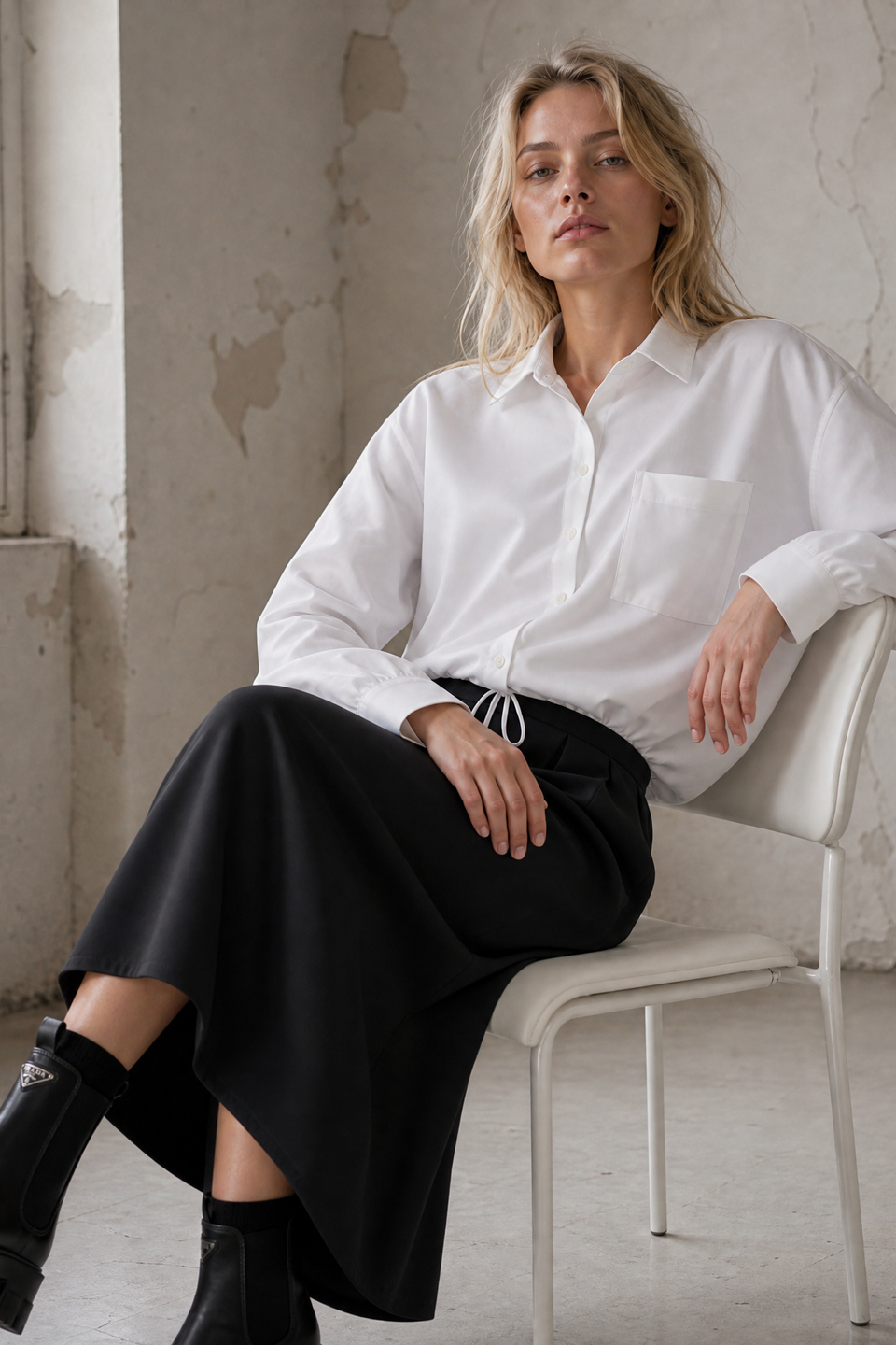 Carmen blouse technical jersey | White