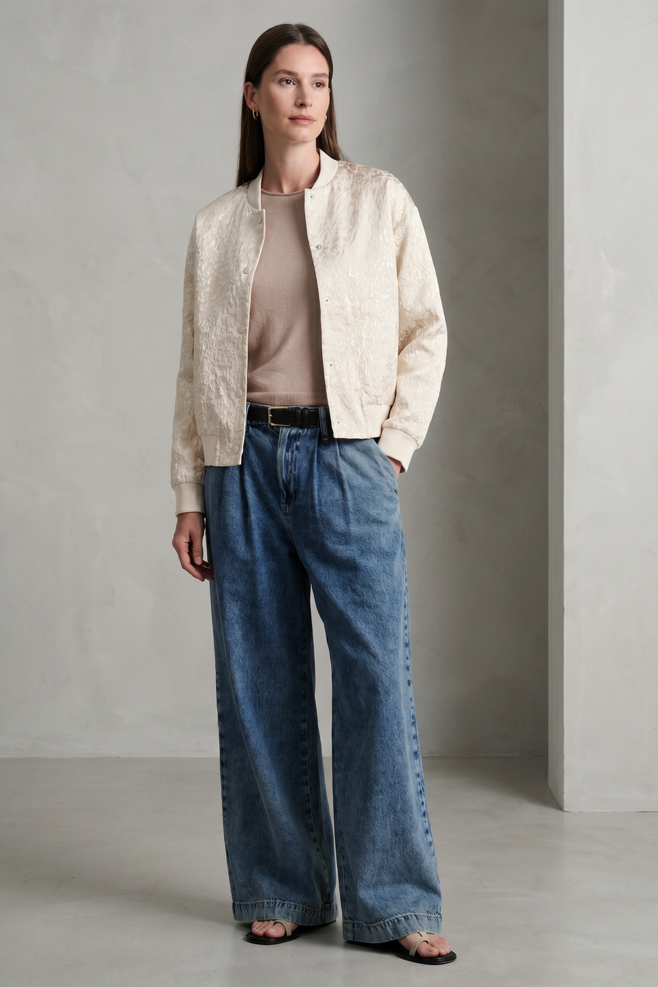 Maki jacquard bomber | Beige