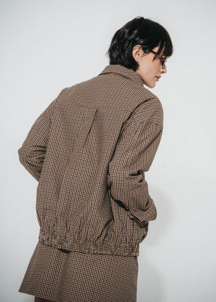 Iconic check cotton bomber jacket | Brown
