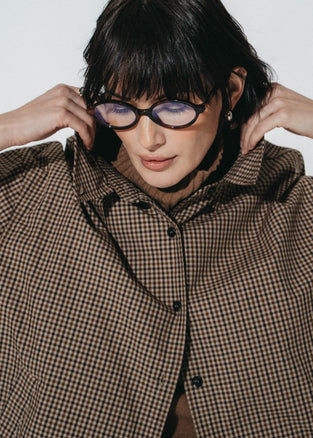 Iconic check cotton bomber jacket | Brown