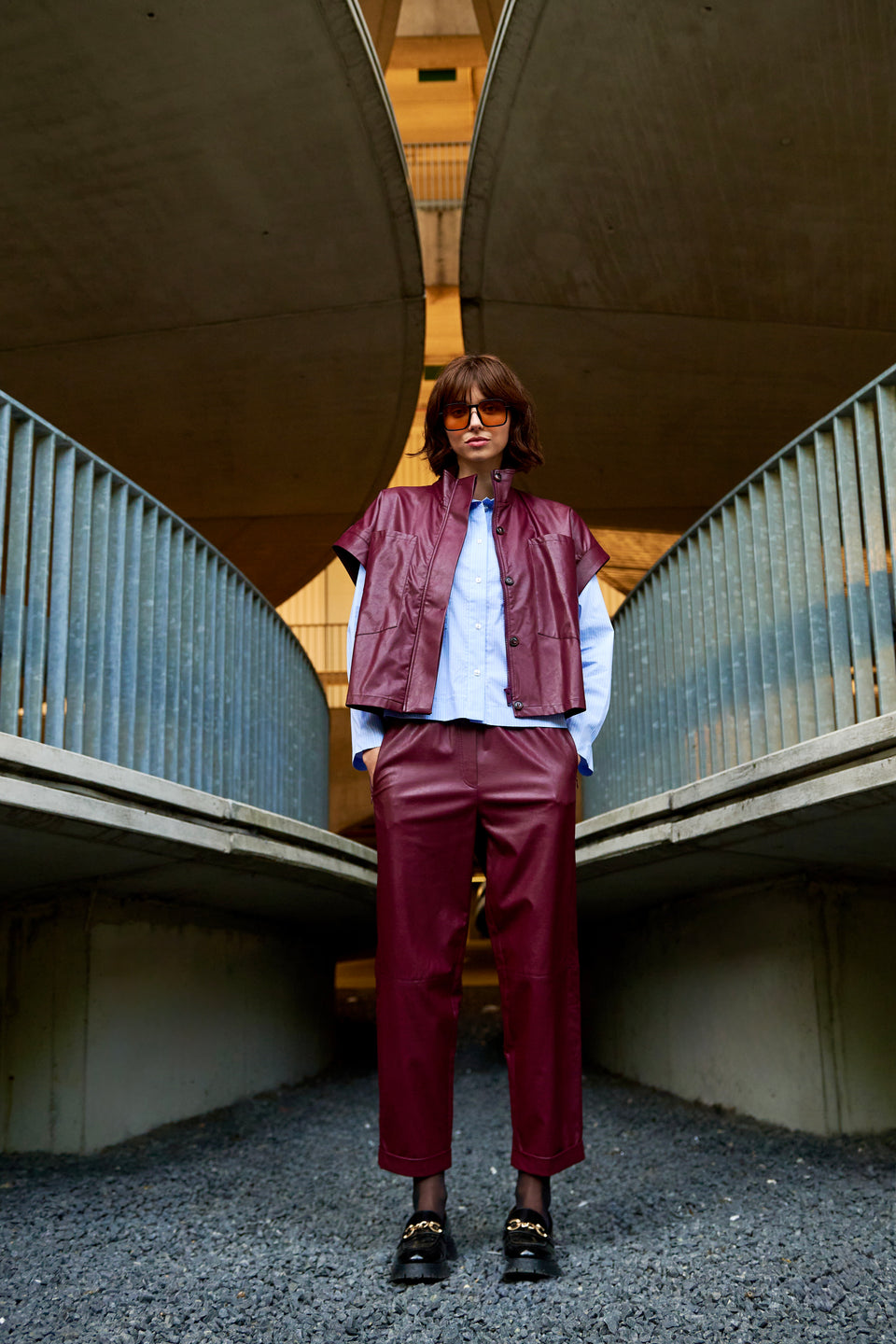 Daphne eco leather pants | Bordo