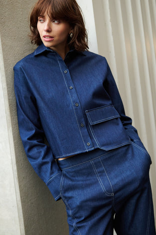 Kerry denim blouse | Blue denim