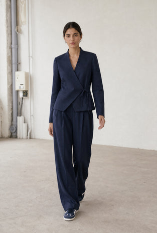 Jade fitted viscose blazer | Dark Blue