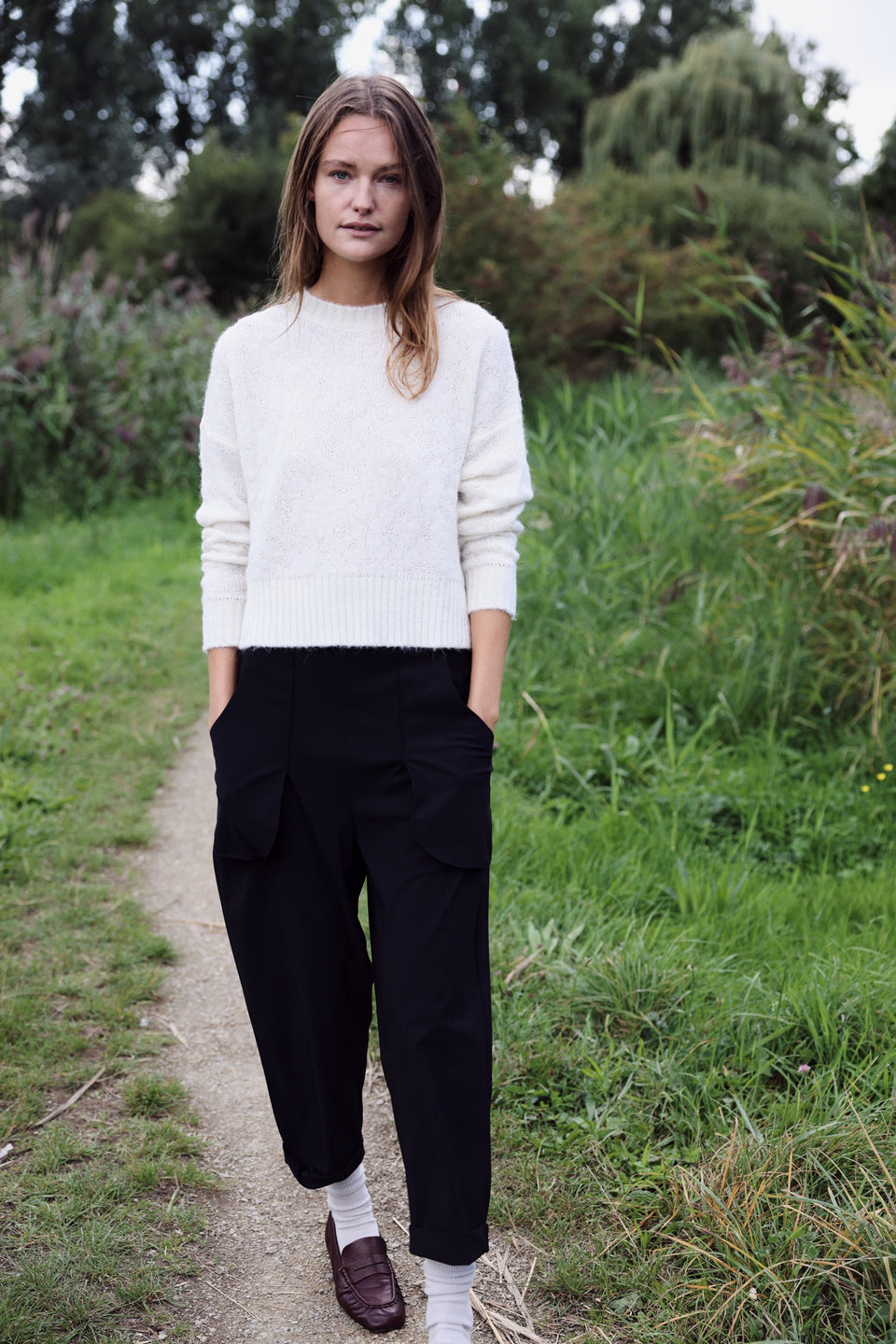 Pullover shiny alpaca H24423 | Ecru