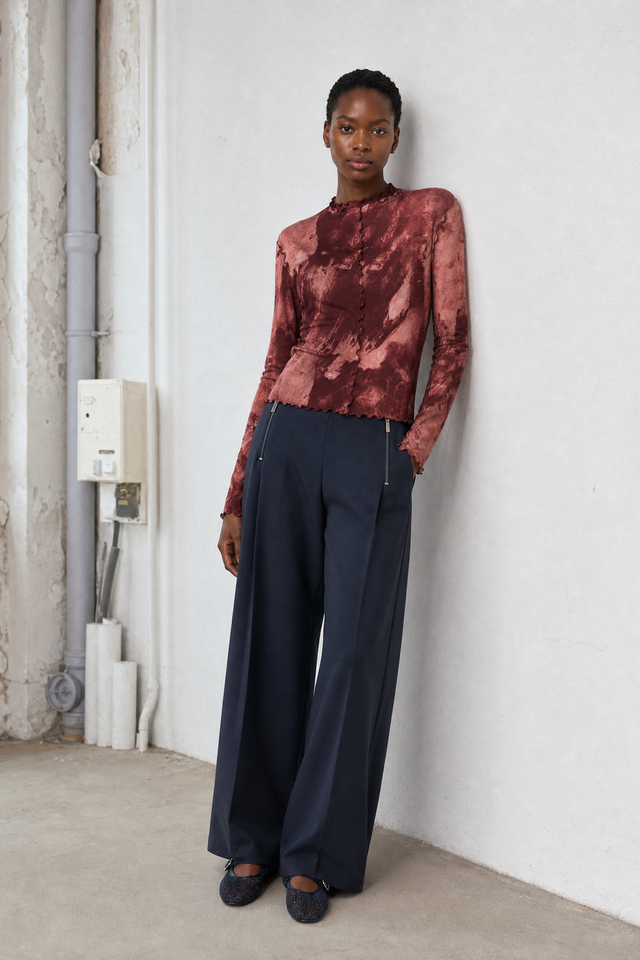 Janette allover print top | Allover Bordeaux