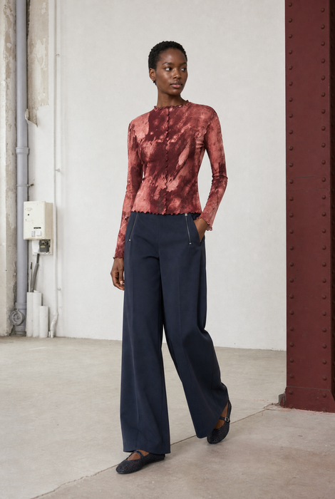 Janette allover print top | Allover Bordeaux