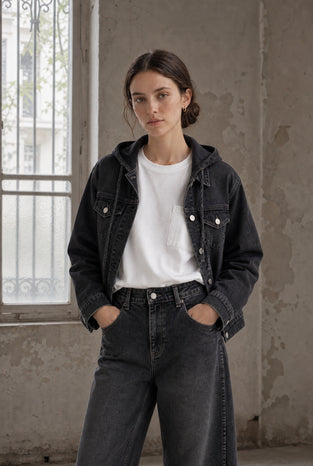 Jessie faded hood jacket | Faded Black