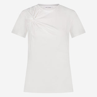 Cotton elastene knot t-shirt | White