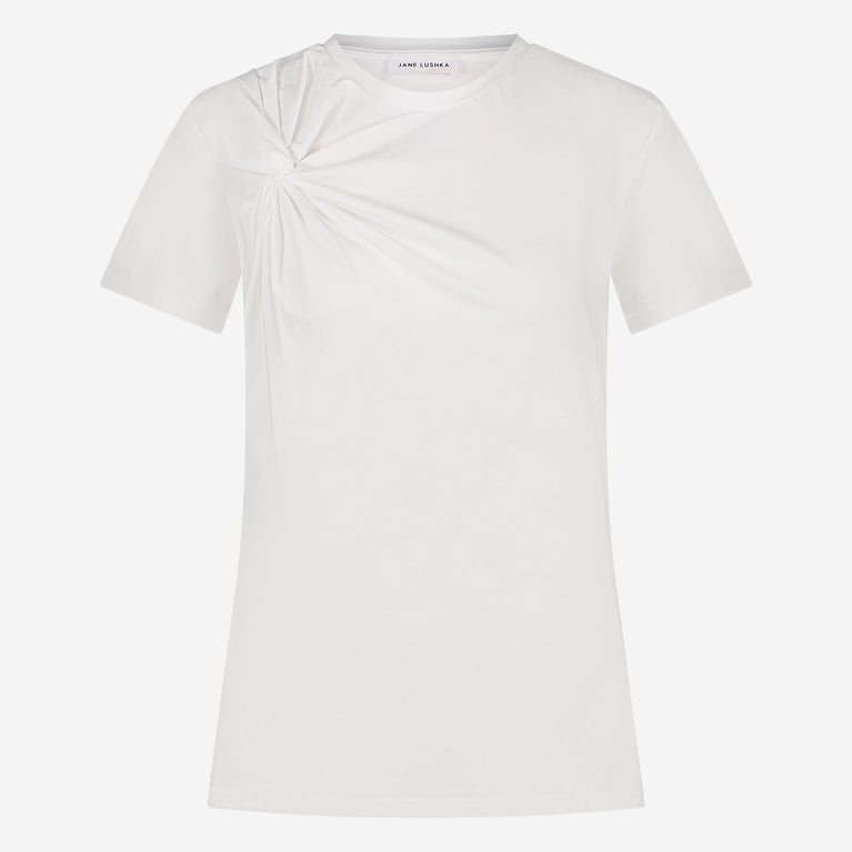 Cotton elastene knot t-shirt | White