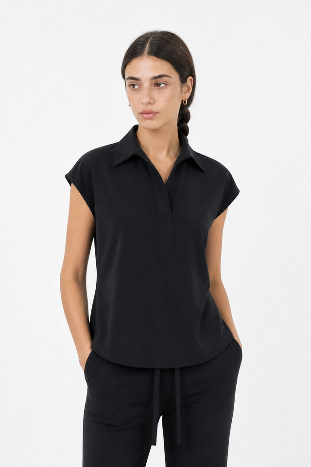 Kitty top technical jersey | Black