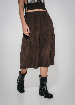 Isla suede effect skirt | Dark Brown