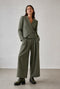 Lean wide-leg pants | Green Melange