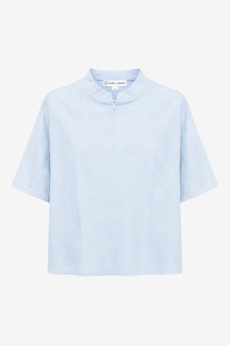 Lissa structure tech jersay top | Light Blue