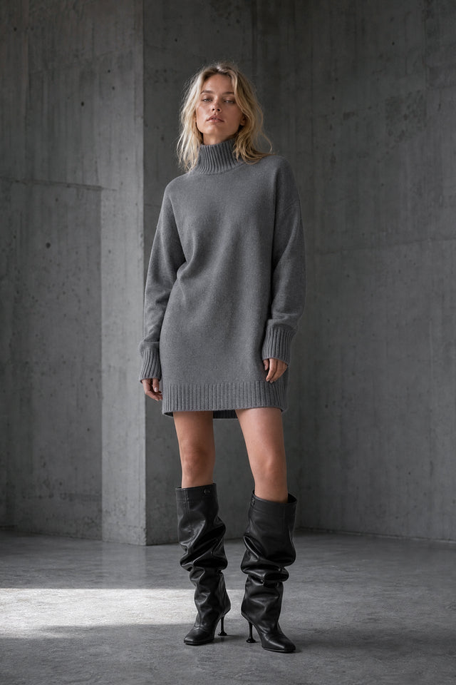 Long pullover viscose blend 2068 | Dark Grey