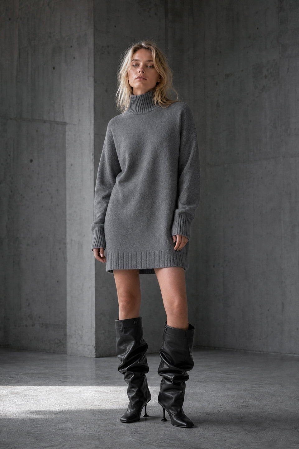 Long pullover viscose blend 2068 | Dark Grey